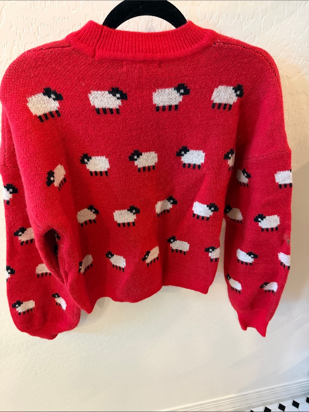 BB Dakota Red Sheep-Print Crewneck Sweater - Picture 2 of 2